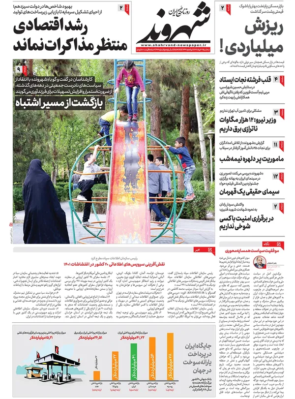 صفحه نخست روزنامه‌های کشور - سه‌شنبه ۳۰ خرداد ۱۴۰۲