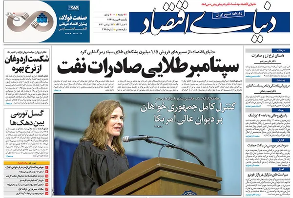 صفحه نخست روزنامه‌های کشور - یکشنبه ۶ مهر ۱۳۹۹