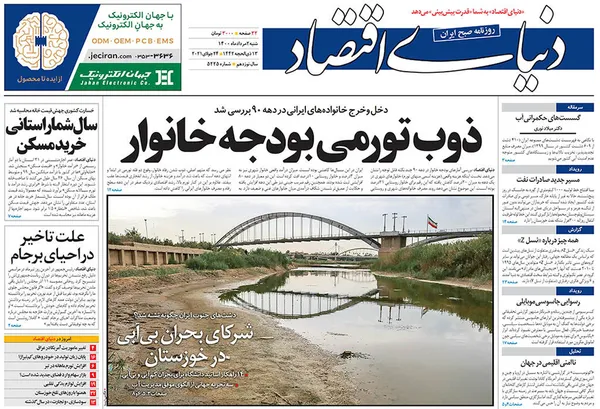 صفحه نخست روزنامه‌های کشور - شنبه ۲ مرداد ۱۴۰۰