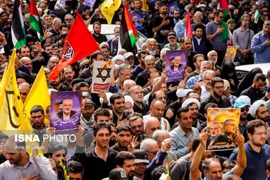 عکس‌هایی از مراسم تشییع پیکر شهید اسماعیل هنیه در تهران - ۱