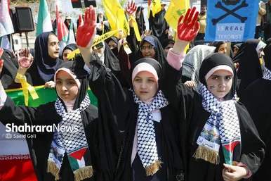 گزارش تصویری | تجمع دانش آموزان مشهدی در محکومیت کشتار کودکان غزه