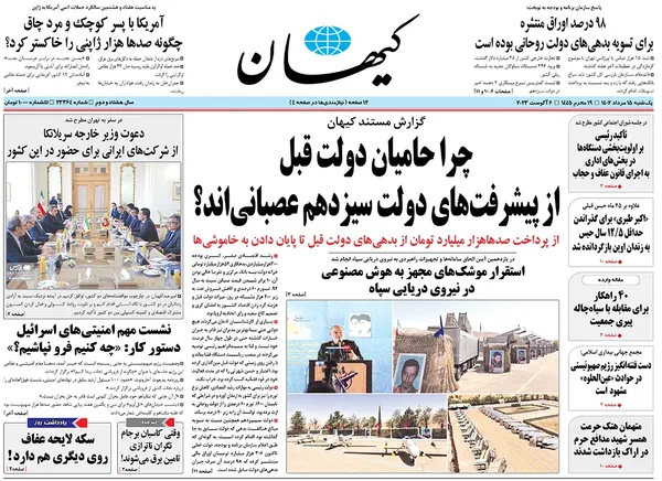 صفحه نخست روزنامه‌های کشور - یکشنبه ۱۵ مرداد ۱۴۰۲
