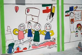 ویدئو | دیوارهای مشهد میزبان نقاشی کودکان در یادبود شهدای میناب شد