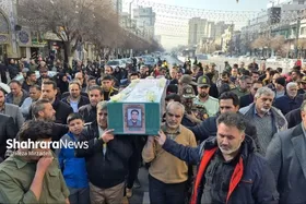 پیکر مطهر جانباز شهید &laquo;علی اصغر آدینه&raquo; در مشهد تشییع شد + فیلم