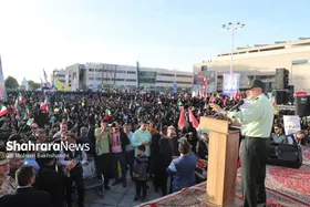 سردار رادان در مشهد: قسم به خون شهدا که حافظ سنگر حجاب هستیم| توطئه عریانی و برهنگی، برنامه نفوذ دشمن برای براندازی است
