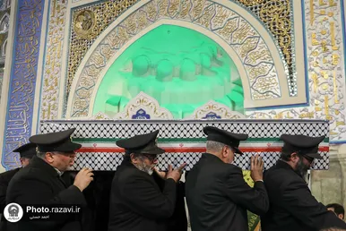 مراسم وداع با پیکر شهید سیدداوود بی‌طرف در حرم مطهر رضوی (ع)