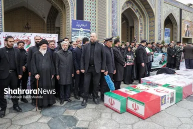 گزارش تصویری | مراسم تشییع پیکر ۸ شهید اقتدار ایران اسلامی در مشهد (۱۳ اسفند ۱۴۰۴)