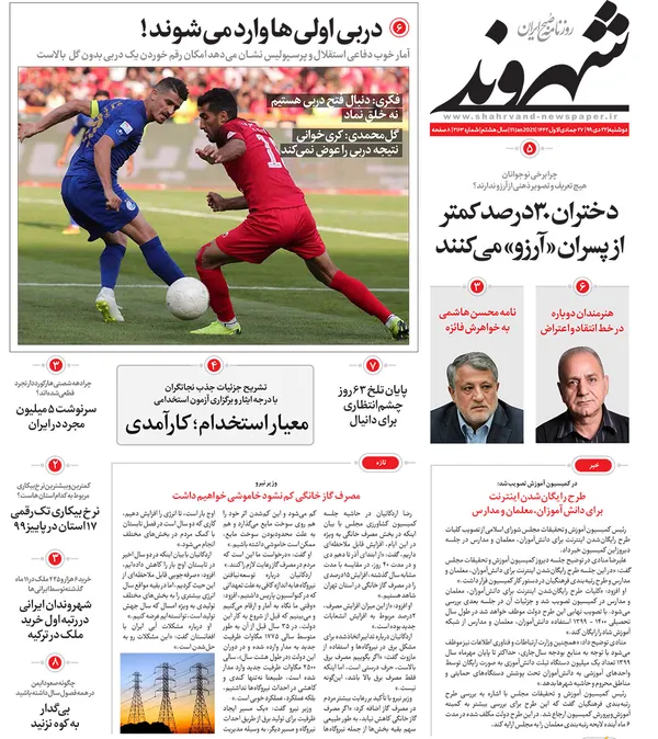 صفحه نخست روزنامه‌های کشور - دوشنبه ۲۲ دی ۱۳۹۹