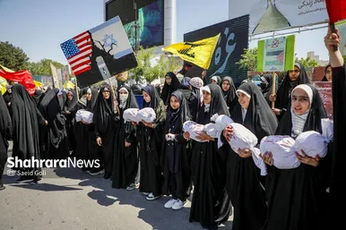 گزارش تصویری | تجمع دانش آموزان مشهدی در محکومیت کشتار کودکان غزه