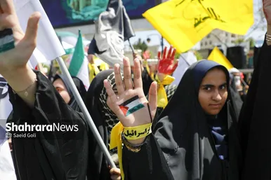 گزارش تصویری | تجمع دانش آموزان مشهدی در محکومیت کشتار کودکان غزه