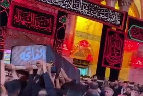 پیکر مرحوم "حسین خاوری" جان باخته مشهدی حادثه عاشورا در کربلا تشییع شد