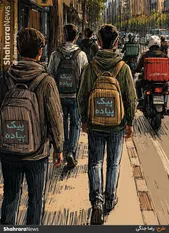 کارتون | در برخی مناطق شلوغ شهری، کسب‌وکار‌ها به جای موتور، سراغ پیک‌های پیاده رفته‌اند