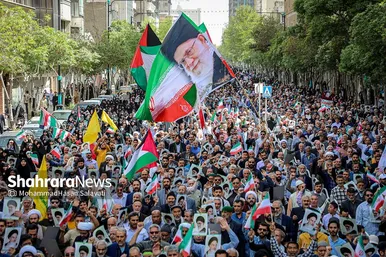 راهپیمایی ضدصهیونیستی نمازگزاران مشهدی و حمایت از عملیات وعده صادق سپاه