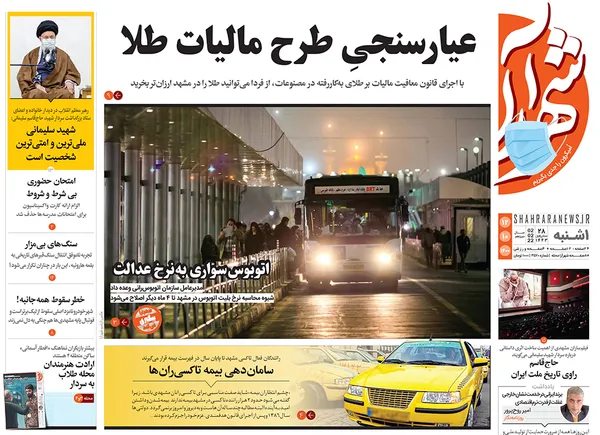 صفحه نخست روزنامه‌های کشور - یکشنبه ۱۲ دی ۱۴۰۰