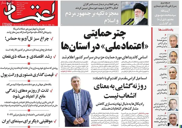 صفحه نخست روزنامه‌های کشور - دوشنبه ۷ اسفند ۱۴۰۲