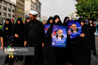 عکس‌هایی از مراسم تشییع پیکر شهید اسماعیل هنیه در تهران - ۱