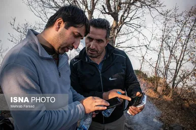 گزارش تصویری | عملیات مهار آتش‌سوزی مناطق کوهستانی روستاهای دلیر و الیت