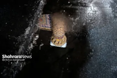 بارش برف زمستانی در حرم مطهر رضوی