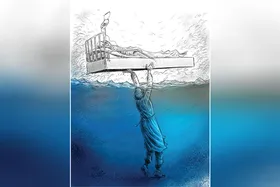 کارتون | وقتی طوفان می&zwnj;آید، درخت&zwnj;های ریشه&zwnj;دار می&zwnj;مانند