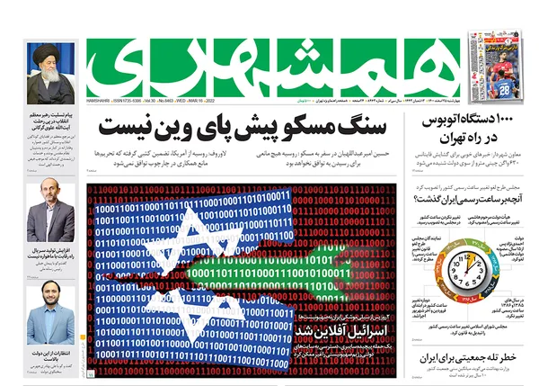 صفحه نخست روزنامه‌های کشور - چهارشنبه ۲۵ اسفند ۱۴۰۰