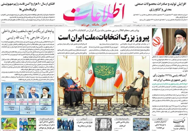 صفحه نخست روزنامه‌های کشور - یکشنبه ۳۰ خرداد ۱۴۰۰
