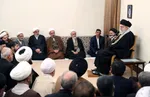 رهبر معظم انقلاب در دیدار دست‌اندرکاران همایش بین‌المللی تسنیم: حوزه علمیه وام‌دار آیت‌الله جوادی آملی است | تفسیر تسنیم کاری بزرگ و از افتخارات شیعه و حوزه است + فیلم و تصاویر