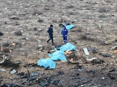 تصاویری از بقایای هواپیمای آذربایجان بعد از سقوط