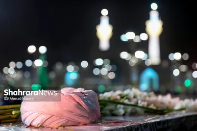 مراسم وداع با پیکر شهید حجت‌الاسلام محمد اصلانی در حرم مطهر رضوی