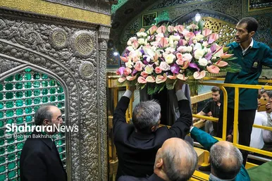 گزارش تصویری | تعویض گل‌های ضریح حرم مطهر امام‌رضا(ع)
