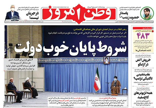 صفحه نخست روزنامه‌های کشور - چهارشنبه ۵ آذر ۱۳۹۹