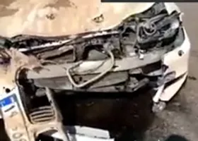 تصادف شدید خودرو BMW با یک گاومیش در اهواز + فیلم