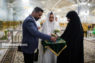 گزارش تصویری | عقد بالا سر حضرت ؛ لحظه شیرین وصال