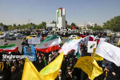 گزارش تصویری | تجمع دانش آموزان مشهدی در محکومیت کشتار کودکان غزه
