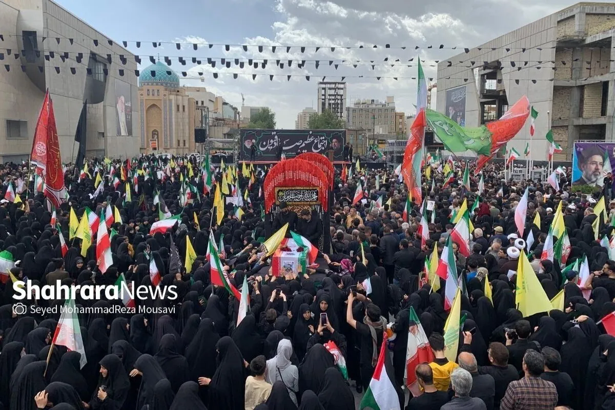 اجتماع عظیم صادقیون همراه با تشییع پیکر ۲ شهید در مشهد برگزار شد (۲۵ فروردین ۱۴۰۵) + فیلم