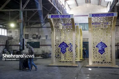 گزارش تصویری | بازدید شهردار و اعضای شورای اسلامی شهر از کارگاه‌های ساخت المان سازمان فرهنگی شهرداری مشهد