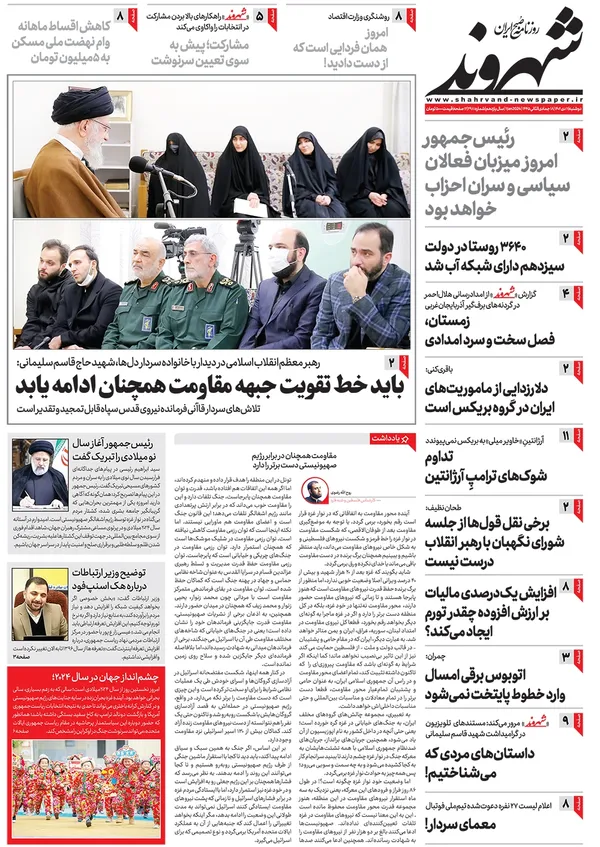 صفحه نخست روزنامه‌های کشور - دوشنبه ۱۱ دی ۱۴۰۲