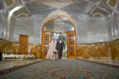 گزارش تصویری | عقد بالا سر حضرت ؛ لحظه شیرین وصال