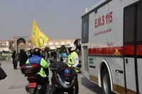 آماده‌باش اورژانس ۱۱۵ دانشگاه علوم پزشکی مشهد در مسیر راهپیمایی ۲۲ بهمن