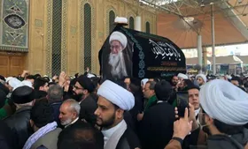پیکر آیت&zwnj;الله صافی گلپایگانی در حرم مطهر امام حسین (ع) تشییع شد