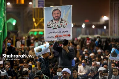 مراسم وداع با پیکر شهید حجت‌الاسلام محمد اصلانی در حرم مطهر رضوی