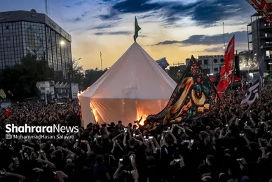 گزارش تصویری | مراسم خیمه سوزان عصر عاشورا در مشهد