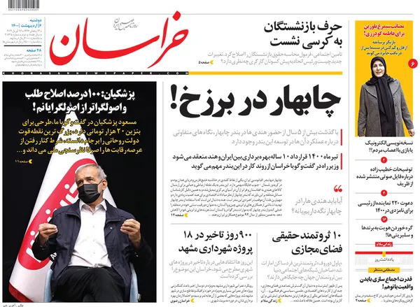 صفحه نخست روزنامه‌های کشور - دوشنبه ۶ اردیبهشت ۱۴۰۰