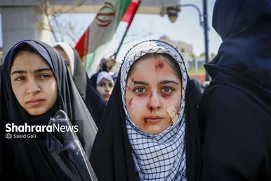 گزارش تصویری | تجمع دانش آموزان مشهدی در محکومیت کشتار کودکان غزه