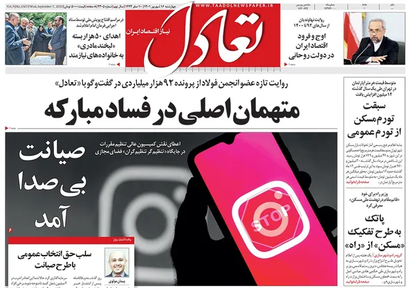 صفحه نخست روزنامه‌های کشور - چهارشنبه ۱۶ شهریور ۱۴۰۱