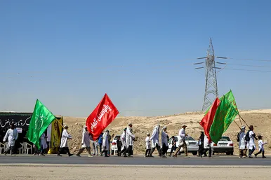 زائران پیاده در مسیر حرم مطهر رضوی