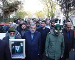 بدرقه و تشییع مادر شهیدان جوادنیا در تهران (۲۵ آذر ۱۴۰۳) + تصاویر