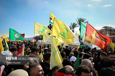 تصاویری از تشییع پیکر شهید سیدحسن نصرالله و شهید سیدهاشم صفی‌الدین در بیروت