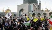 تجمع مردمی در اعلام انزجار از جنایات رژیم غاصب صهیونیستی در حرم مطهر رضوی