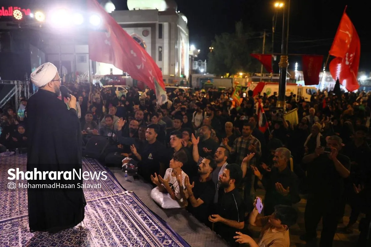 نجف، صحنه روایت مقاومت؛ هنرمندان مشهدی در موکب «خدام‌الحسین» به میدان آمدند+ فیلم و عکس