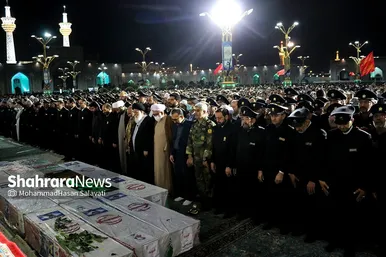 مراسم وداع با شهدای حادثه تروریستی شاهچراغ در حرم مطهر رضوی
